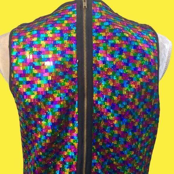 ASOS Rainbow Sequin Sleeveless Dress Sz 8 NWT - Picture 8 of 14